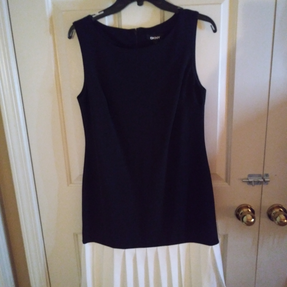 DKNY Pleated Flounce Hem Dress